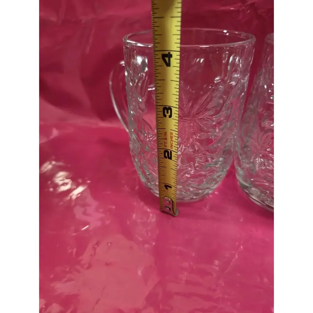 Princess House Crystal FANTASIA Floral Embossed Coffee Tea Mugs (Set of 2)